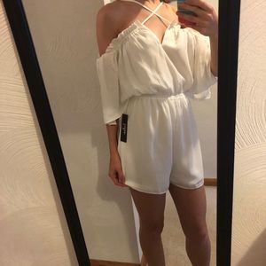 White flowy romper